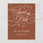 Moderne kalligrafie Terracotta boho Save the Date Briefkaart (Voorkant)