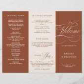 Moderne kalligrafie Terracotta Boho Wedding Progra (Voorkant)