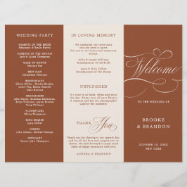 Moderne kalligrafie Terracotta Boho Wedding Progra