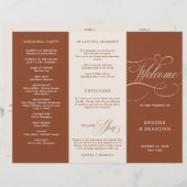 Moderne kalligrafie Terracotta Boho Wedding Progra (Voorkant / Achterkant)