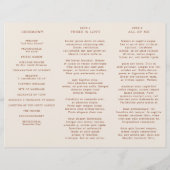 Moderne kalligrafie Terracotta Boho Wedding Progra (Achterkant)