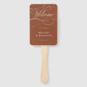 Moderne kalligrafie Terracotta bruiloft Tijdlijn Handwaaier (Voorkant)