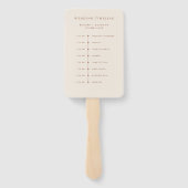 Moderne kalligrafie Terracotta bruiloft Tijdlijn Handwaaier (Achterkant)