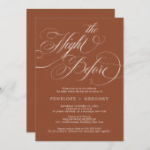 Moderne kalligrafie terracotta de avond ervoor kaart (Voorkant / Achterkant)