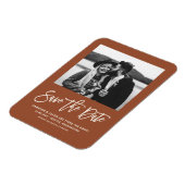 Moderne Kalligrafie Terracotta Foto Save the Date Magneet (Linkerzijde)
