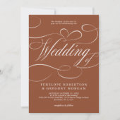 Moderne kalligrafie terracotta QR code bruiloft Kaart (Voorkant)