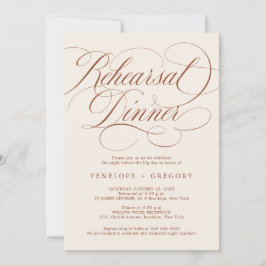 Moderne kalligrafie terracotta repetitie diner kaart