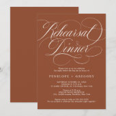 Moderne kalligrafie terracotta repetitie diner kaart (Voorkant / Achterkant)