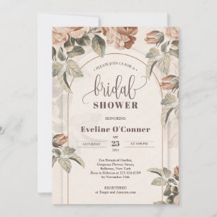 Moderne kalligrafie terracotta rozen salie boog kaart