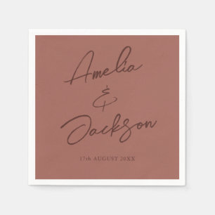 Moderne kalligrafie Terracotta Wedding Servet