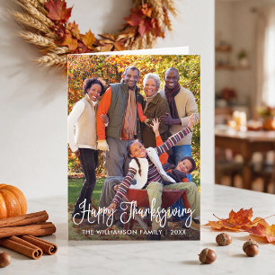 Moderne kalligrafie Thanksgiving foto gevouwen Feestdagen Kaart