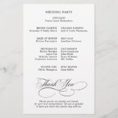 Moderne kalligrafie tijdloos Black Wedding Program (Achterkant)