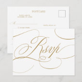 Moderne kalligrafie tijdloos goud Save the Date Briefkaart (Voorkant / Achterkant)