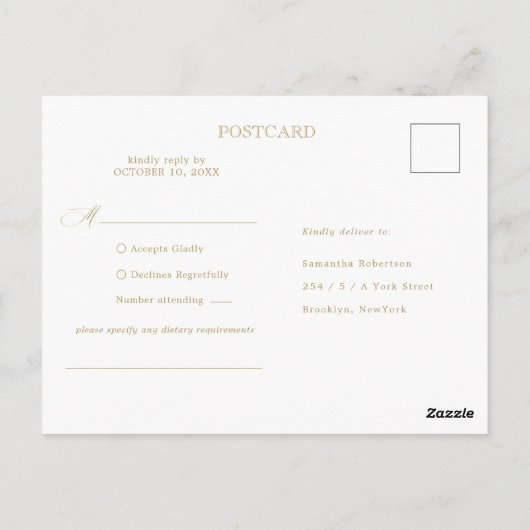 Moderne kalligrafie tijdloos goud Save the Date Briefkaart (Achterkant)