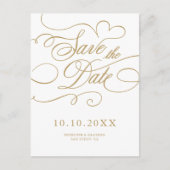 Moderne kalligrafie tijdloos goud Save the Date Briefkaart (Voorkant)
