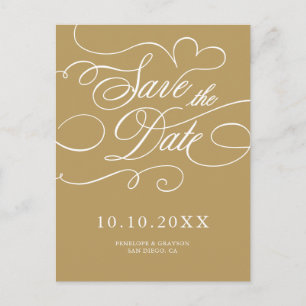 Moderne kalligrafie tijdloos goud Save the Date Briefkaart
