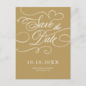 Moderne kalligrafie tijdloos goud Save the Date Briefkaart (Voorkant)