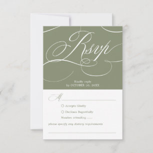Moderne kalligrafie tijdloos Sage groene trouw RSVP Kaartje