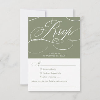Moderne kalligrafie tijdloos  Sage groene trouw RSVP Kaartje