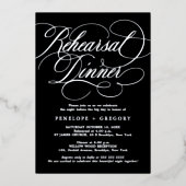 Moderne kalligrafie tijdloos Zilver Repetitie Dine Folie Uitnodiging (Voorkant)