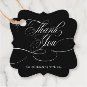 Moderne kalligrafie tijdloos Zwart Bedankt Bedankjes Labels (Voorkant)