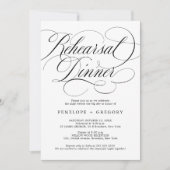 Moderne kalligrafie tijdloos zwart repetitie diner kaart (Voorkant)