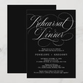 Moderne kalligrafie tijdloos zwart repetitie diner kaart (Voorkant / Achterkant)