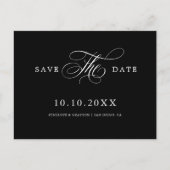 Moderne kalligrafie tijdloos zwart Save the Date Briefkaart (Voorkant)
