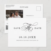 Moderne kalligrafie tijdloos Zwart Save the Date Briefkaart (Voorkant / Achterkant)