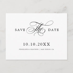 Moderne kalligrafie tijdloos Zwart Save the Date Briefkaart