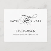 Moderne kalligrafie tijdloos Zwart Save the Date Briefkaart (Voorkant)