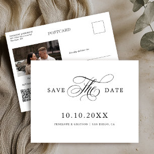Moderne kalligrafie tijdloos Zwart Save the Date Briefkaart