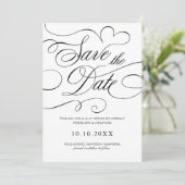 Moderne kalligrafie tijdloze Black QR code bruilof Save The Date (Staand voorkant)