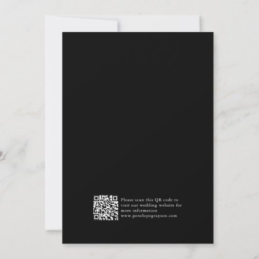 Moderne kalligrafie tijdloze Black QR code bruilof Save The Date (Achterkant)