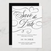 Moderne kalligrafie tijdloze Black QR code bruilof Save The Date (Voorkant / Achterkant)