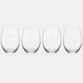 Moderne kalligrafie tijdloze bruidsmeisje bruiloft wijnglas zonder voet (Achterkant)