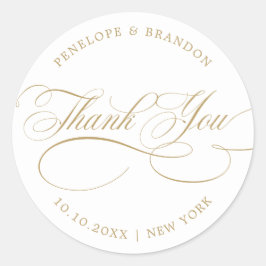 Moderne kalligrafie tijdloze gouden bruiloft bedan ronde sticker