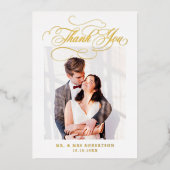 Moderne kalligrafie tijdloze gouden bruiloft Dank  Folie Uitnodiging (Voorkant)