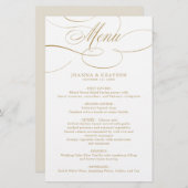 Moderne kalligrafie tijdloze gouden bruiloft Menu (Voorkant / Achterkant)