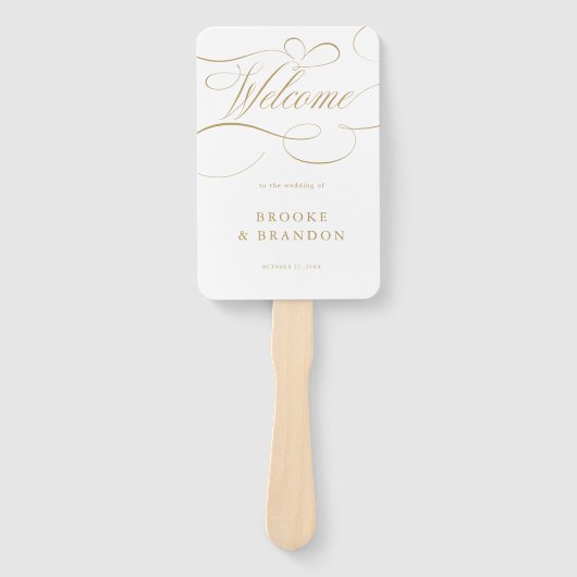 Moderne kalligrafie tijdloze gouden bruiloft Tijdl Handwaaier (Voorkant)