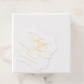 Moderne kalligrafie tijdloze gouden en witte bruil bedankjes labels (Met doos)