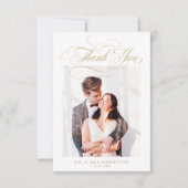 Moderne kalligrafie tijdloze gouden en witte bruil bedankkaart (Voorkant)