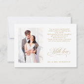 Moderne kalligrafie tijdloze gouden en witte bruil bedankkaart (Achterkant)