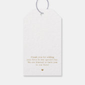 Moderne kalligrafie tijdloze gouden en witte bruil cadeaulabel (Achterkant)