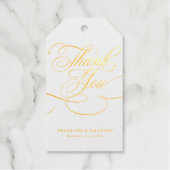 Moderne kalligrafie tijdloze gouden en witte bruil cadeaulabels (Voorkant)