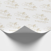 Moderne kalligrafie tijdloze gouden en witte bruil cadeaupapier (Hoek)