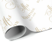 Moderne kalligrafie tijdloze gouden en witte bruil cadeaupapier (Rol Hoek)