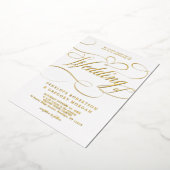Moderne kalligrafie tijdloze gouden en witte bruil folie uitnodiging (Gedraaid)