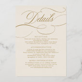 Moderne kalligrafie tijdloze gouden en witte bruil folie uitnodiging (Achterkant)
