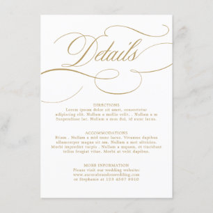 Moderne kalligrafie tijdloze gouden en witte bruil informatiekaartje